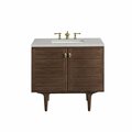 James Martin Vanities Amberly 36in Single Vanity, Mid-Century Walnut w/ 3 CM Eternal Serena Top 670-V36-WLT-3ESR